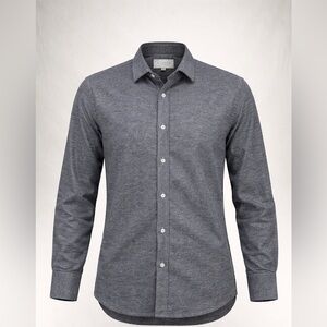 Lisboa Silk Wool Blend Shirt Mens Medium Gray Fleck Button Up Casual